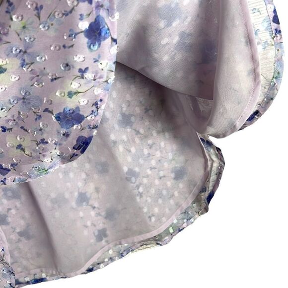 Talbots Chiffon Floral Top Blouse 3/4 sleeves Crew Neck Relaxed Fit Sz S - Picture 6 of 10